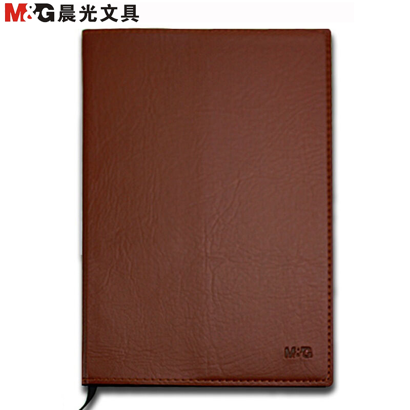 晨光(M&G)APY4S380 A5皮革胶套本 76页/本皮面本 日记本记事本 商务会议记录本 棕色 笔记本子