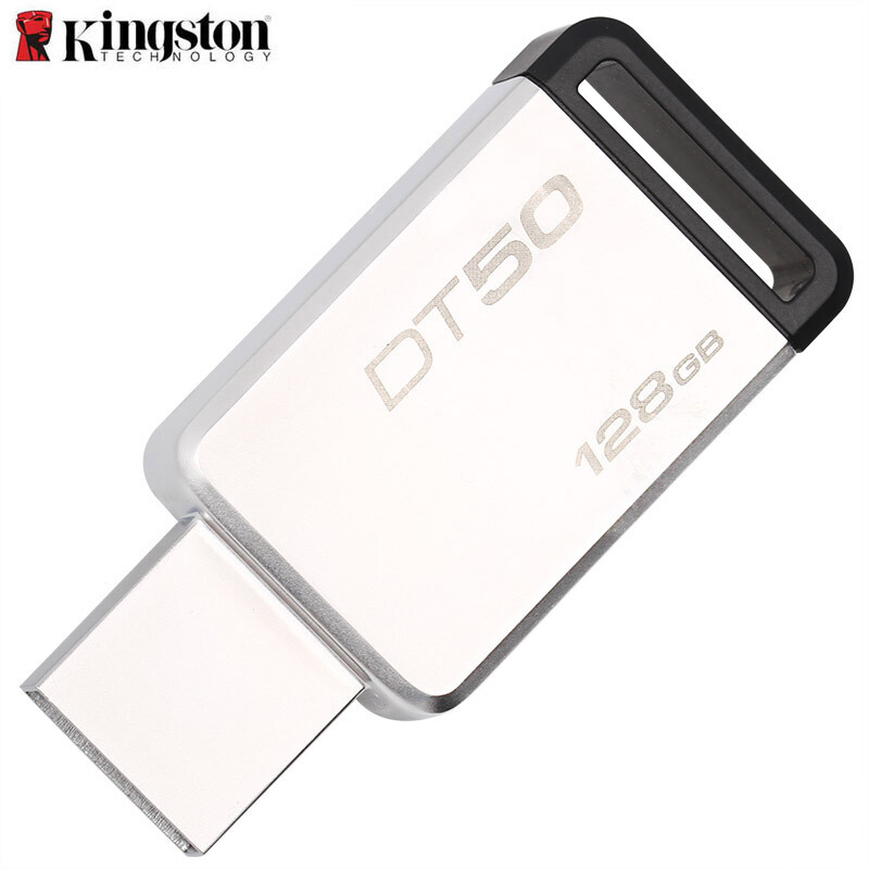 [精选]金士顿(Kingston)USB3.1 128GB 金属U盘 DT50 高速车载U盘 黑色 128GB