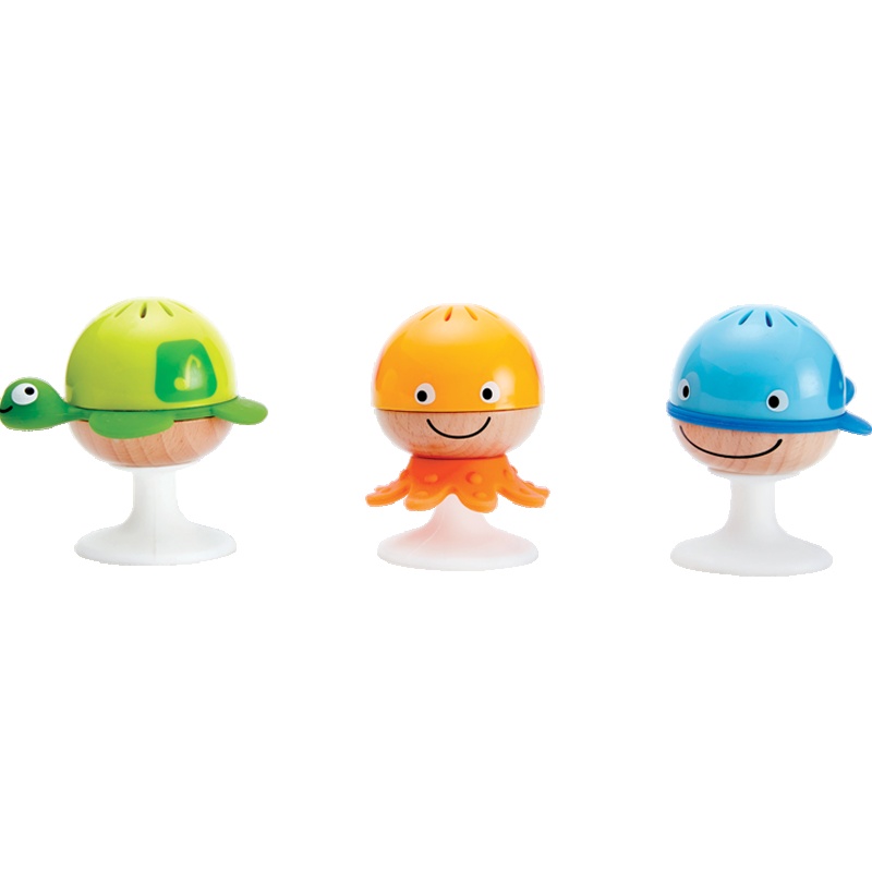 Hape吸盘海洋动物沙铃组3件套宝宝婴幼儿童益智玩具音乐玩具年龄段0-1岁男孩女孩玩具