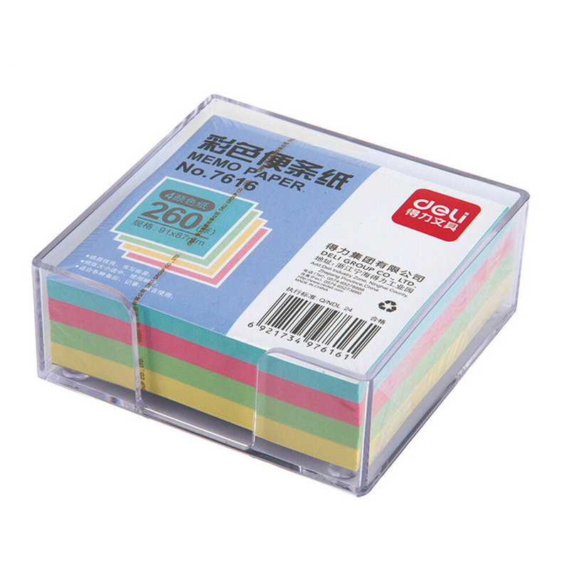 得力 7616 便条纸 91ｘ87mm/260张 (单位:盒) 混色 deli7616