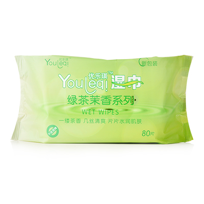 优乐琪(Youleqi) 湿巾 绿茶茉香系列湿纸巾80片*1包 单包装通用湿纸巾