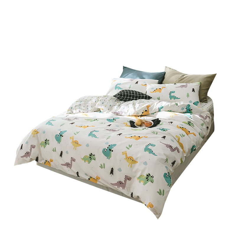 丝蕴(SYOSS)小恐龙印花四件套中号/标准号:床单230*245cm 被套200*230cm 枕套48*74cm*2