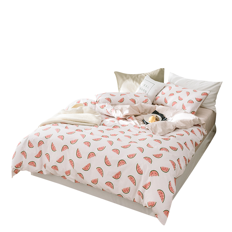 丝蕴(SYOSS)小西瓜印花四件套中号/标准号:床单230*245cm 被套200*230cm 枕套48*74cm*2