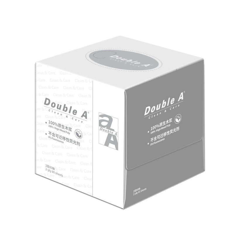 Double A DB11DA立方盒抽纸,2层80抽/60盒/箱
