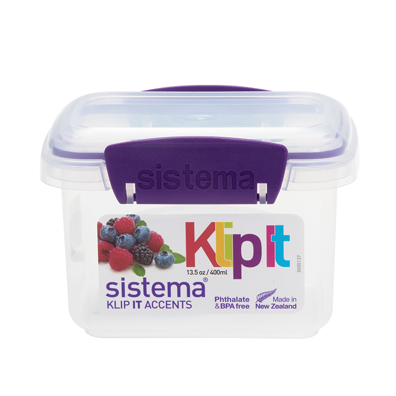 新西兰Sistema 保鲜盒 61540 400ml矩形保鲜盒进口食品材质午餐饭盒水果零食存储盒