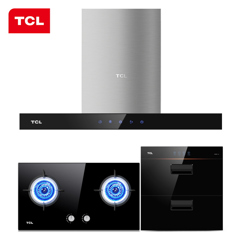 TCL烟灶套餐 TT08C+B16+TX08A 顶吸式 油烟机燃气灶保洁柜抽油烟机 吸油烟机 触控式 天然气/液化气