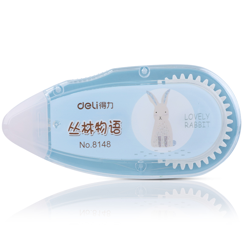 得力8148丛林物语修正带 可爱学生改正带5MM*20M修改带蓝色 4只/组