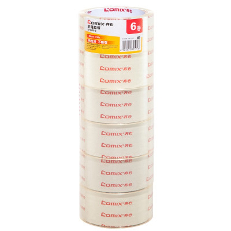 齐心(comix) 45mm*50y 透明 封箱胶带 6卷/筒 JF4505-6 (单位:筒*6卷)