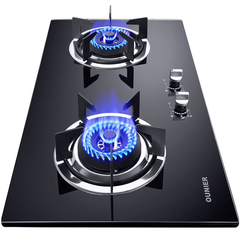 欧尼尔(OUNIER)B7-1燃气灶嵌入式煤气灶台嵌两用钢化玻璃家用大火力双灶节能猛火台式灶台灶双灶炉具灶台燃具 天然气