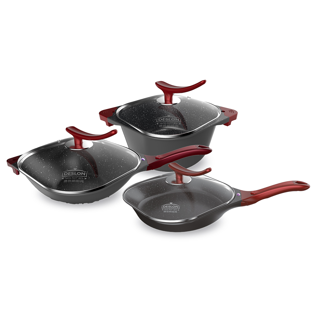 德世朗(DESLON) 锅具套装 DFS-TZ076B-欧堡多用套装B 汤锅24cm 炒锅32cm 煎锅28cm