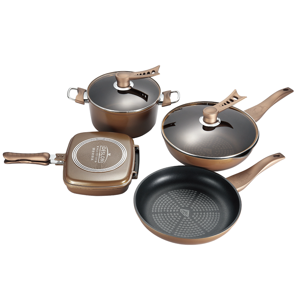 德世朗(DESLON) 锅具DTJ-TZ507C陶晶钻石家族C 炒锅30cm 汤锅24cm煎锅30cm双面煎烤锅28cm