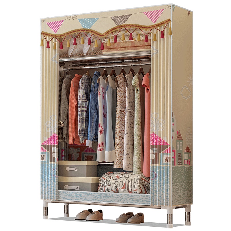 布衣柜25MM钢管加粗加固简易衣柜组装单人大号牛津布艺衣橱