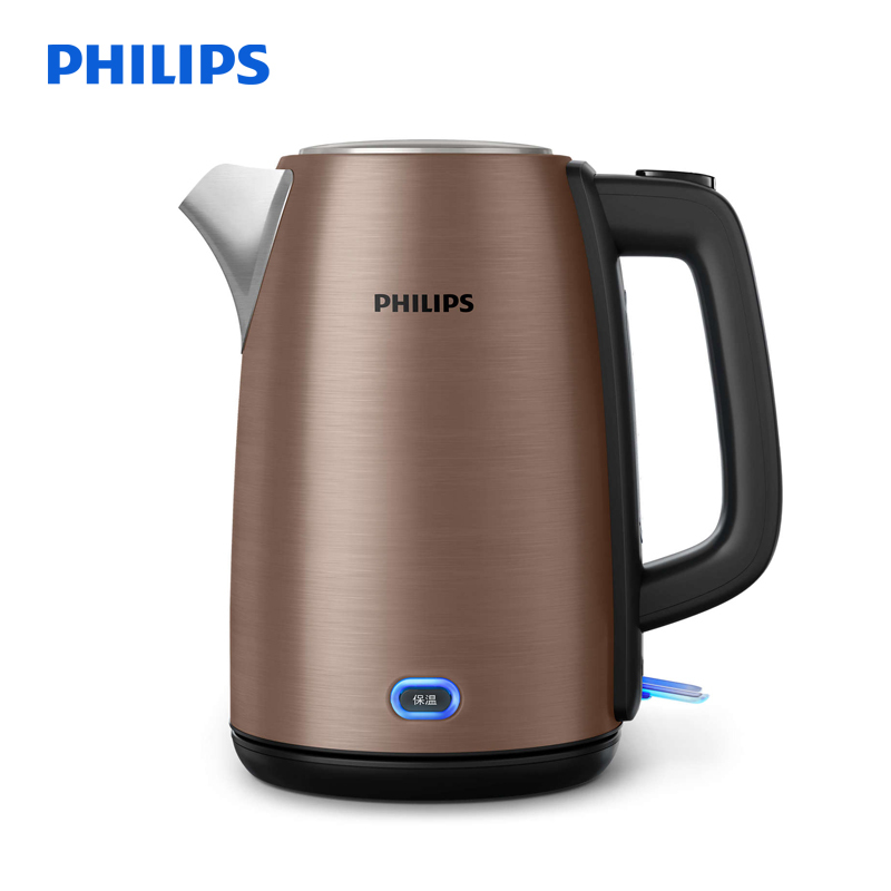 飞利浦(Philips) 电水壶 HD9355 1.7升大容量 304不锈钢保温电加热水壶烧水壶