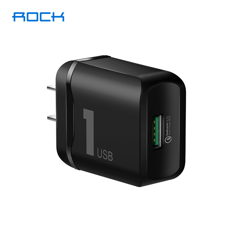 洛克(ROCK)T12单口QC3.0旅行充电器 usb充电头 兼容苹果/安卓/ios手机 黑色
