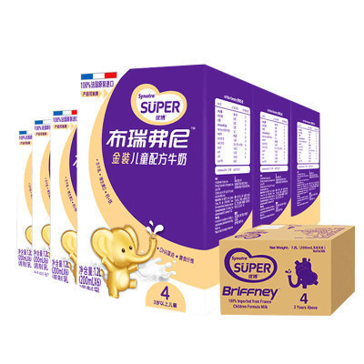 圣元(Synutra)优博 布瑞弗尼4段(金装 )儿童配方牛奶 200ml*36 整箱装 (适合3岁及以上儿童)
