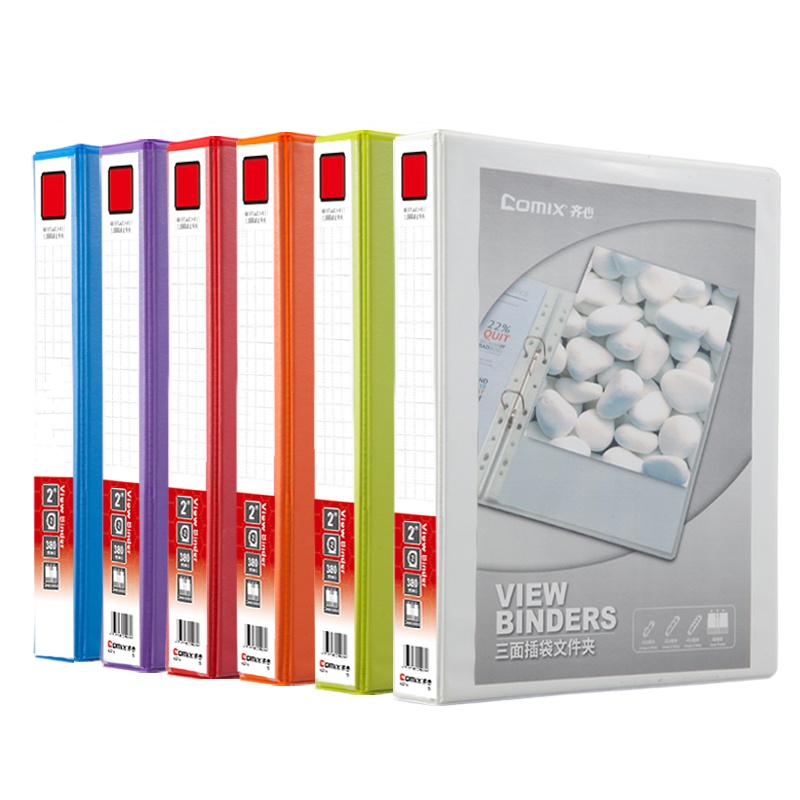 齐心 A0234 美式三面插袋文件夹 A4 3寸3孔D型夹 10个/包 白 (单位:包)-