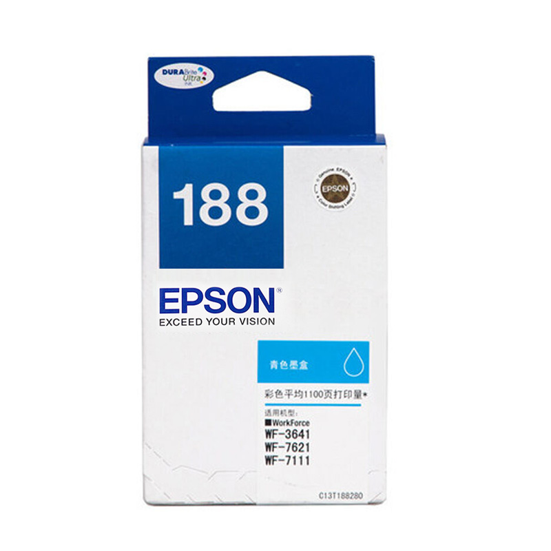适用爱普生epson 188墨盒 WF-7111 原装青色墨盒