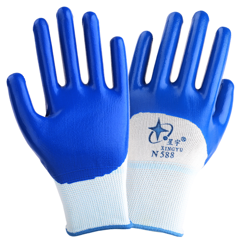 星宇 十三针 白尼龙丁腈 (蓝色)手套 N588 (单位:双)