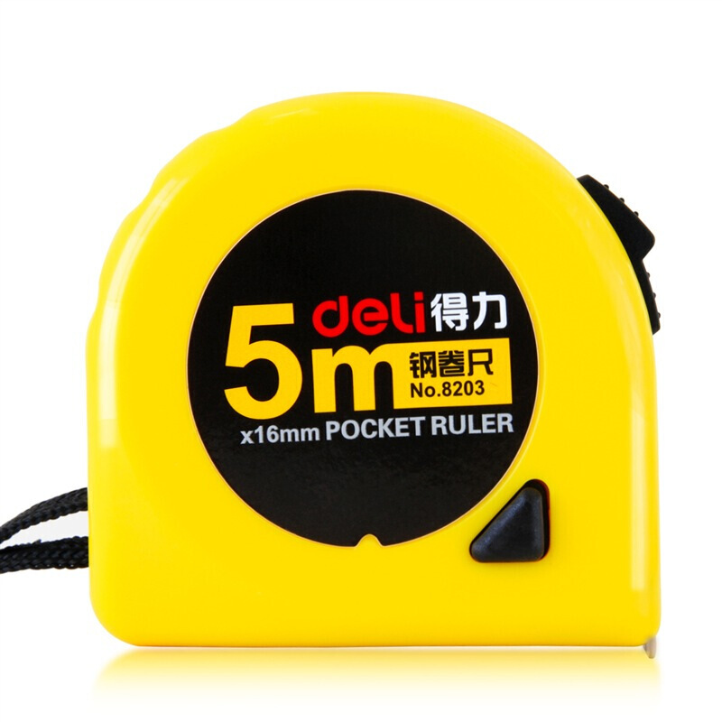[苏宁自营]得力(deli)5m全包胶钢卷尺 工程 测量专用 8203