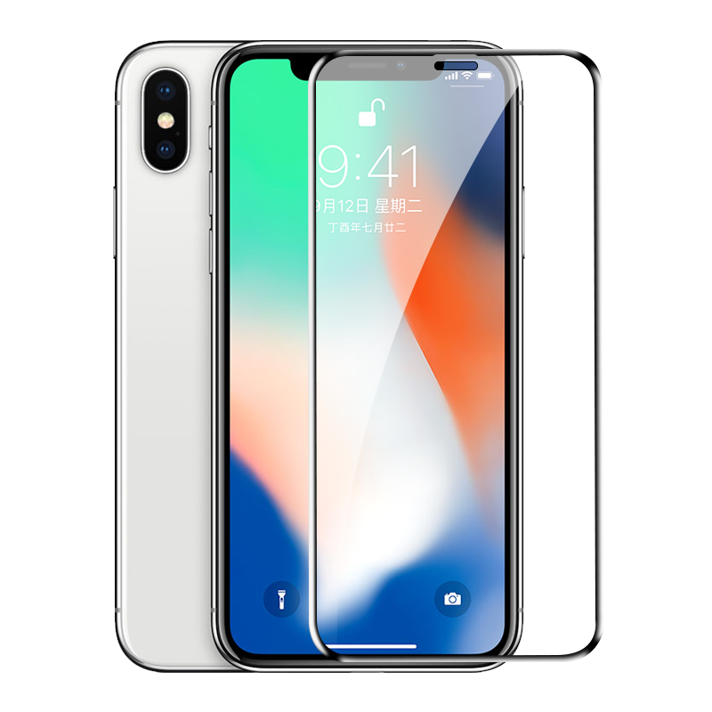 TGVI'S 苹果X钢化膜iPhoneX钢化膜3D软边曲面屏全屏覆盖防爆玻璃防指纹手机贴膜 黑色