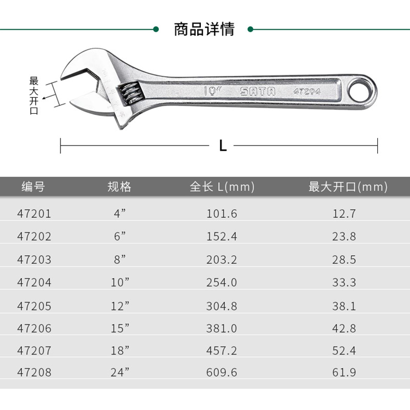 [SD-47251]世达_沾塑欧式活动扳手10寸/[1把]