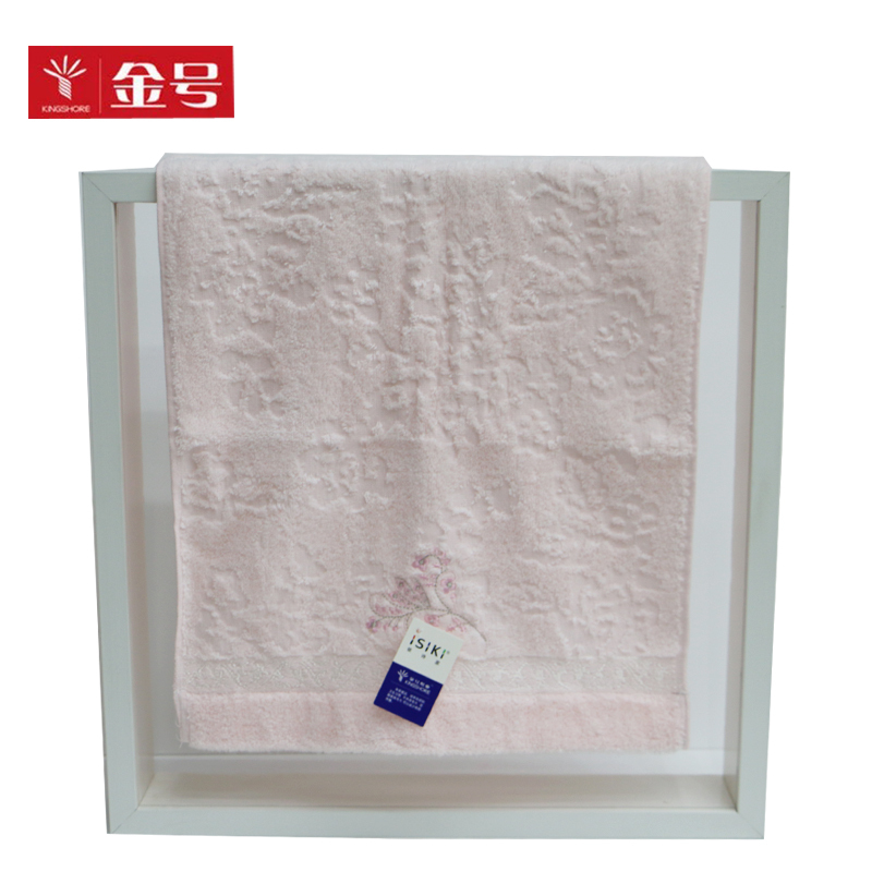 金号(KING SHORE) 无捻提缎绣花浮雕 毛巾 SK1008WH (颜色可选 红/桔/紫色)(单位:条)