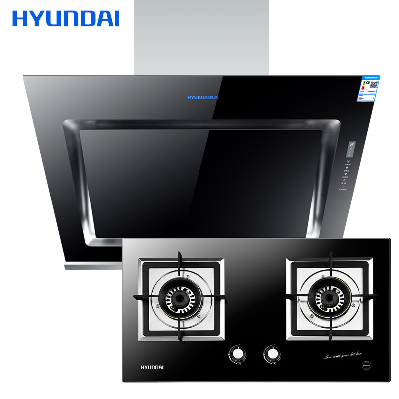 韩国现代(HYUNDAI)烟灶套餐2980DS+721免拆洗抽油烟机燃气灶 烟机灶具 吸油烟机 触控式 侧吸式19m³