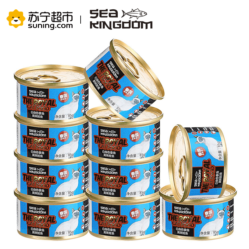 Sea Kingdom猫用白身吞拿鱼+翡翠明虾罐头85g*24入