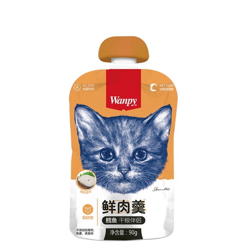 Wanpy顽皮猫用鲜肉羹金枪鱼配方90g猫零食猫湿粮拌饭营养食品