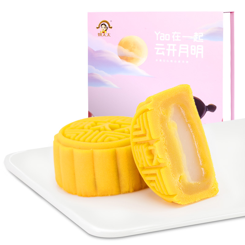 姚太太 糕点 水果Q心桃山皮月饼480g 8只装