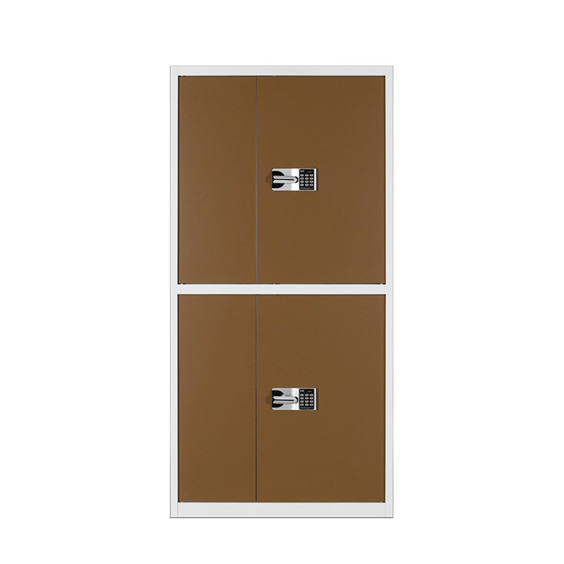 豫亿腾国保电子密码锁文件柜办公柜资料柜财务档案柜矮柜铁皮柜加厚可定制白套咖通体双节保密柜