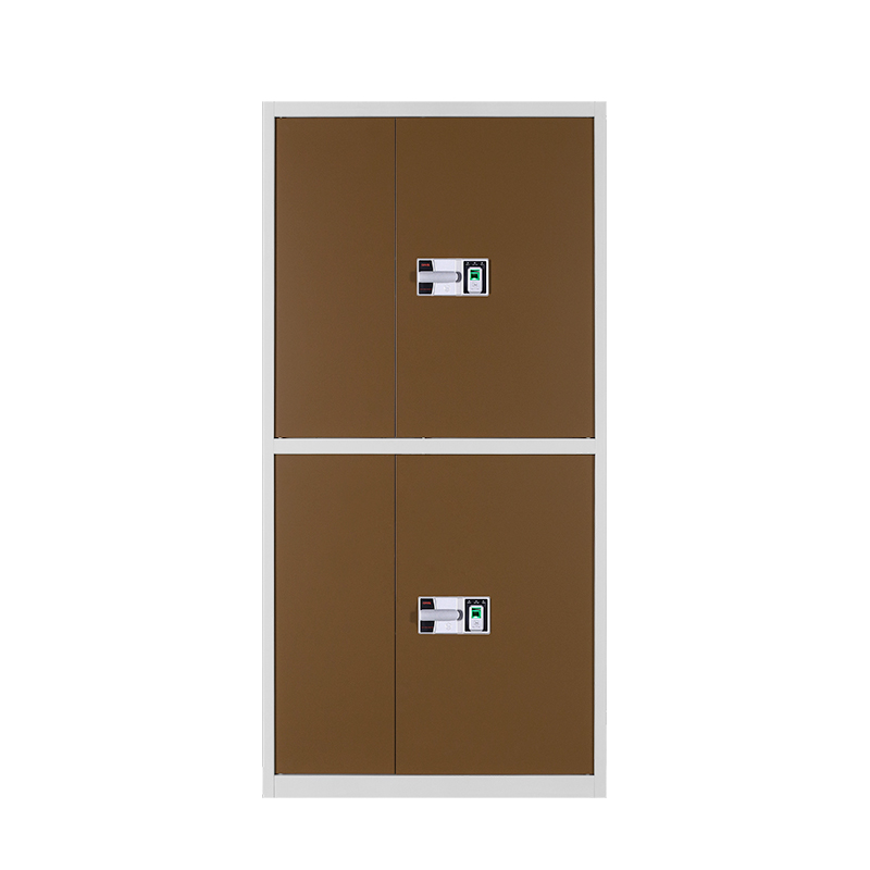 豫亿腾国保电子密码锁文件柜办公柜资料柜财务档案柜矮柜铁皮柜加厚可定制白套咖指纹通体双节保密柜