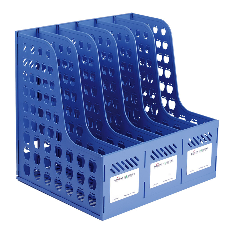 [精选] 康百 [收纳能手]六联办公文件架桌面文件框文件栏收纳资料架文具 P1661六联-蓝色