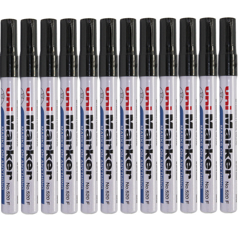 日本进口三菱(Uni)记号笔520F单头圆头速干油性防水 记号笔3.0mm物流专用 12支装