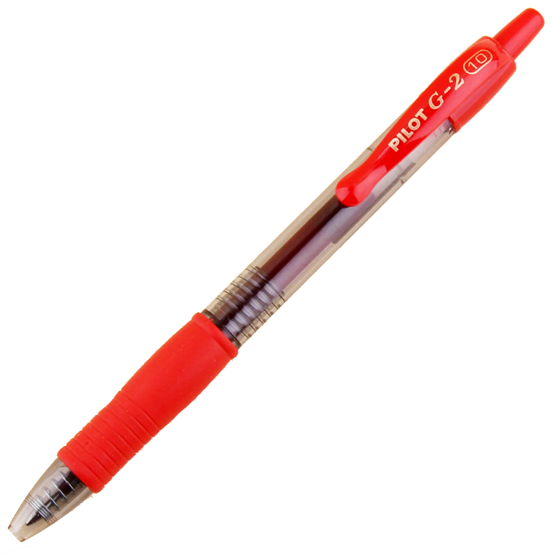 百乐(PILOT)BL-G2-10按动中性笔1.0mm 按制式大容量水笔 黑色/红色 日本品牌