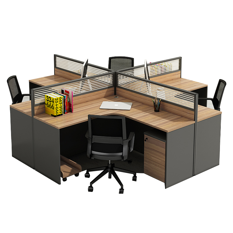 三能 办公家具现代职员办公家具四人位其他木质办公桌简约财务卡座工位屏风2/4/6/8人位