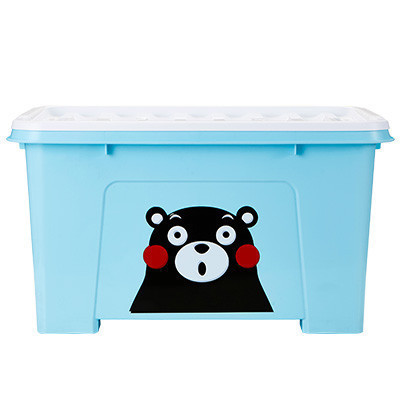 JEKO&JEKO酷ma萌熊本熊卡通特大号50L塑料收纳整理箱玩具衣服储物箱带滑轮盒子SWB-5458