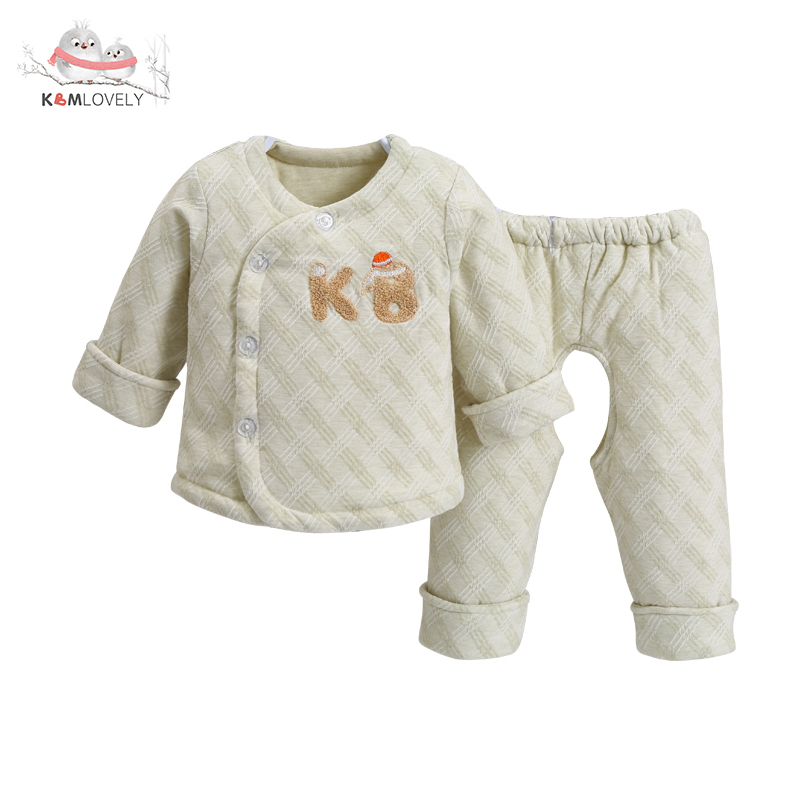 卡比一木KBMLOVELY 新生儿秋冬棉衣套装婴童通用棉袄纯棉宝宝棉服59cm 66cm简约乐园偏开套KM8180