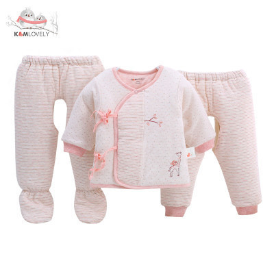 卡比一木KBMLOVELY 新生儿秋冬贴身小棉服婴幼内衣棉服52cm 59cm森林玩伴绑带三件套装KM8188