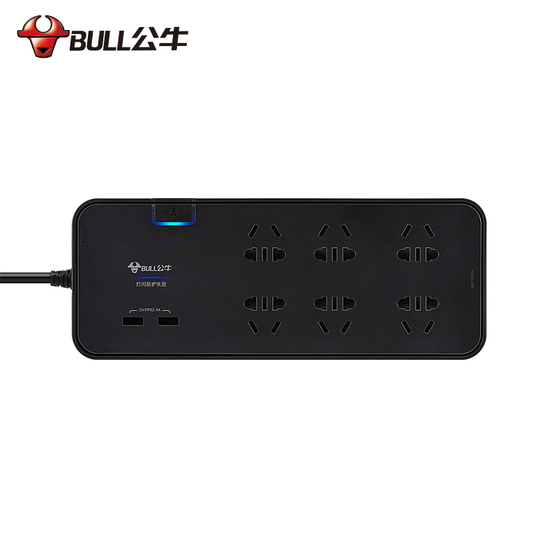 公牛(bull) 6孔3米 双USB抗电涌 接线板 H306U (单位:个)-