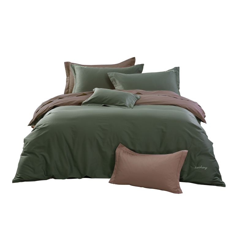 凯盛家纺 全棉60支贡缎素色刺绣logo床品套装四件套1.8m床 欢乐时光