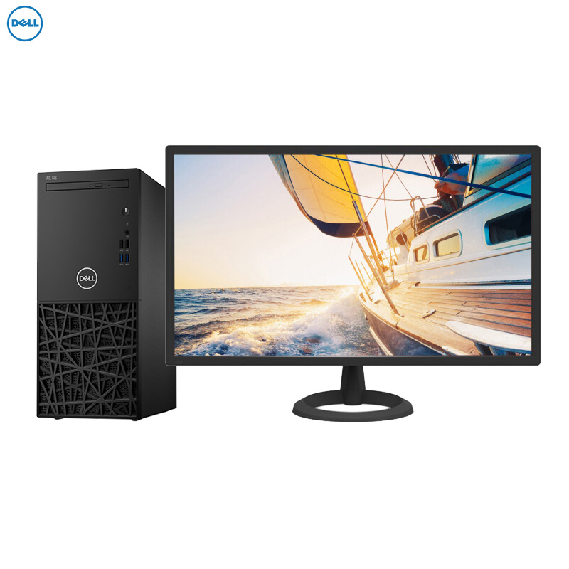 戴尔(DELL)成铭3980 台式电脑 优派23.8英寸显示器(i3-8100 4G 1T 集显 无光驱 W10H 麦克风+音响+中控指纹ZK4500)