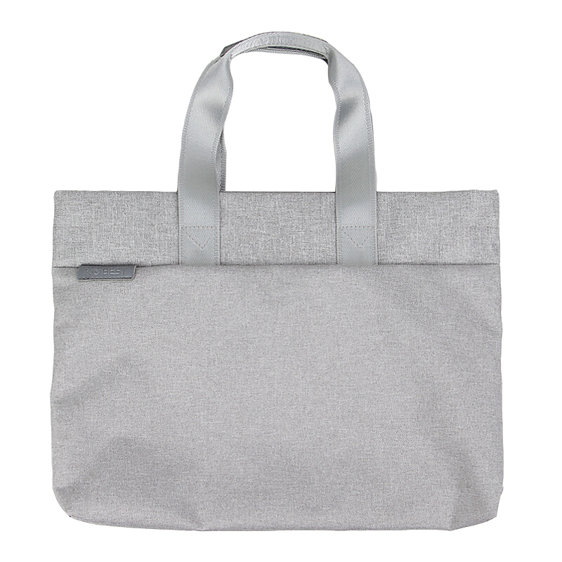 [精选]康百 F6956时尚单肩手提包女士帆布袋拉链文件袋男士A4公文包办公用品 F6956-横款灰