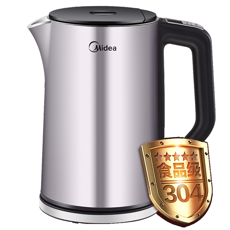 美的(Midea) 电水壶 HE1504a 1.5L容量 304不锈钢 电热水壶 智能手柄控温 双层全钢 防干烧 烧水壶