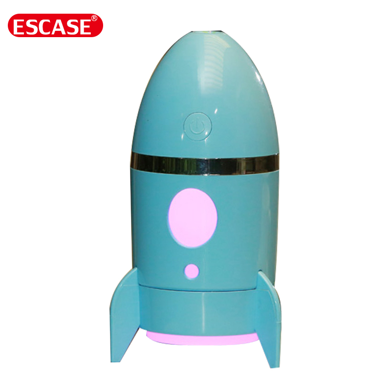 ESCASE 空气加湿器 ES-HF-05 可定时微水喷雾 7彩夜灯 静音迷你 办公室卧室车载USB 脸部补水 火箭蓝