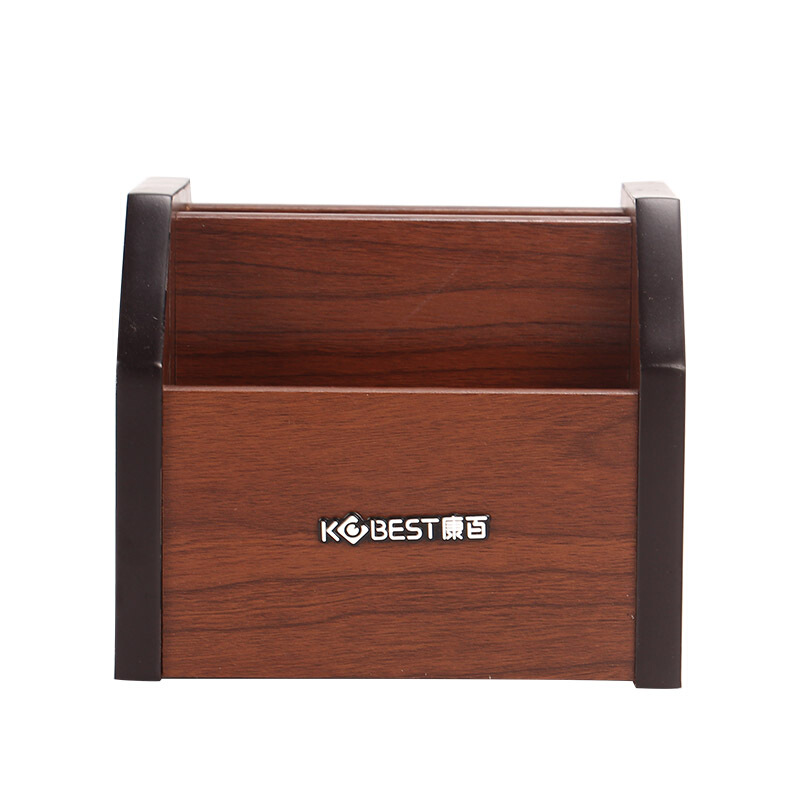 [精选]康百 (KOBEST)P9001木纹多用收纳座/木质笔筒/带抽屉/360°旋转/木纹笔座/木笔筒 小号