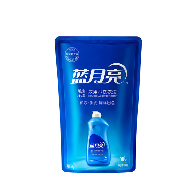 蓝月亮 风清白兰预涂·手洗双用型洗衣液 袋装 (500g×12)/件