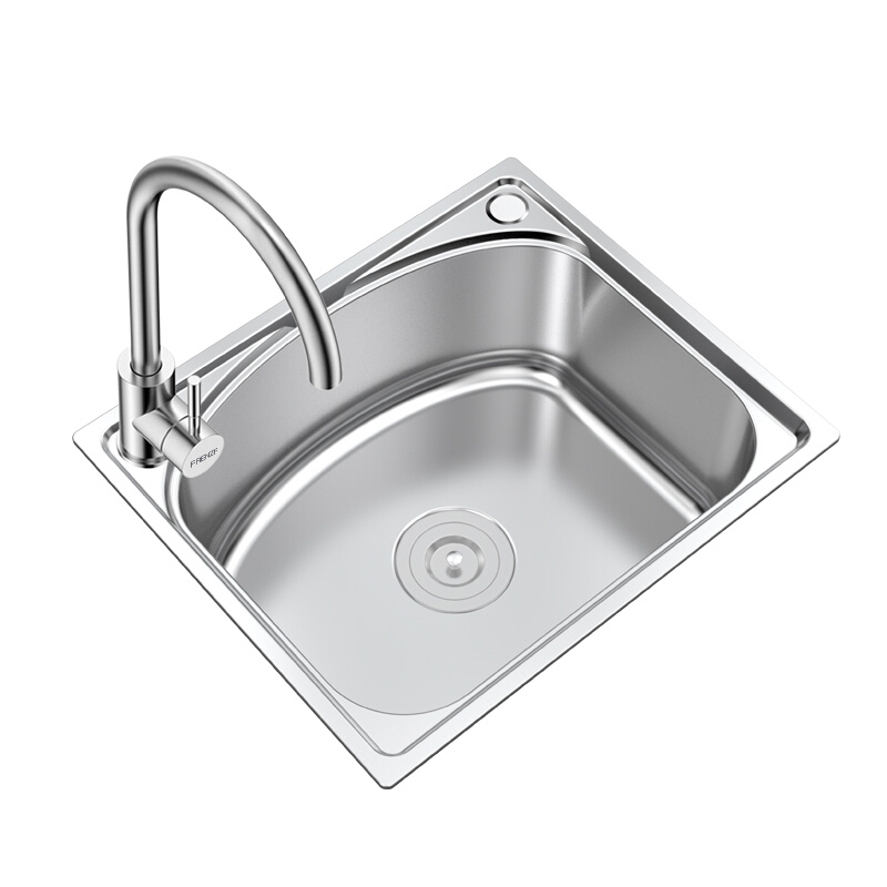 法恩莎(FAENZA)水槽单槽304不锈钢厨房家用洗碗水池水盆洗菜盆套餐带可旋转龙头