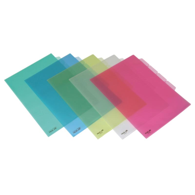 HUA JIE华杰 5包装(10个/包) HE356(18C)文件套 透明/彩色四页文件套文件袋