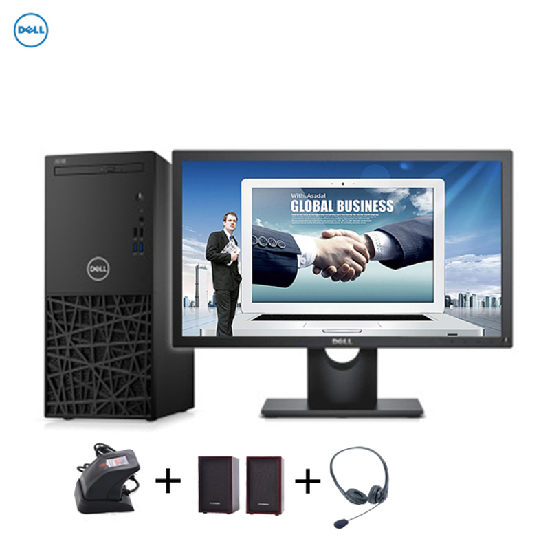 戴尔(DELL)成铭3980台式+优派23.8显示器（i3-8100 4G 1T 中控指纹ZK4500+音箱+麦克风）